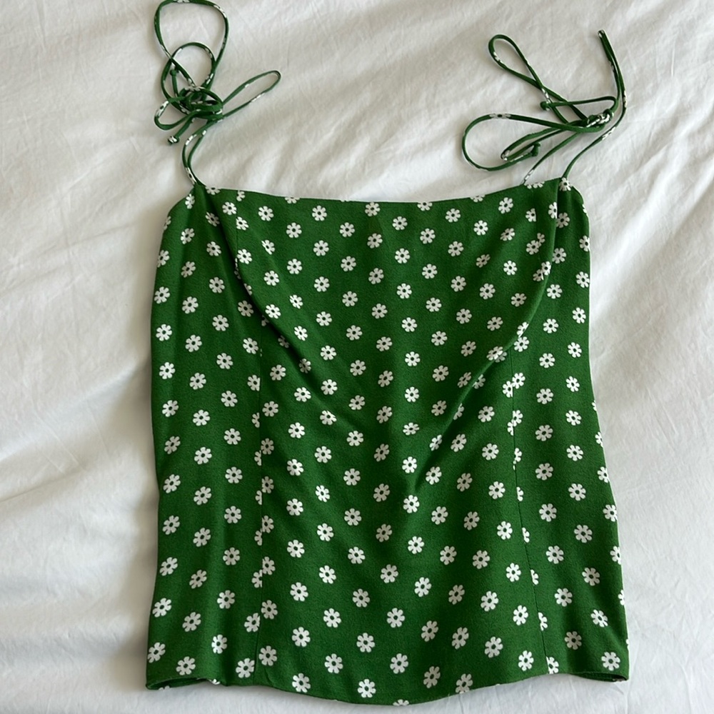 Reformation Meyer Green Daisy Top